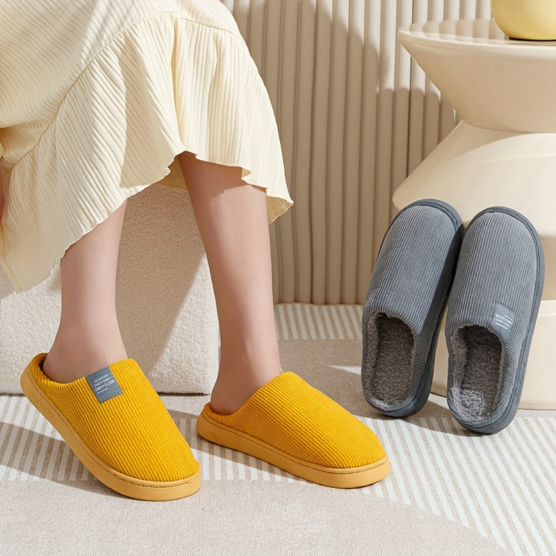 Women's & Unisex Plush Slip-On Slippers with Non-Slip Rubber Sole  winter