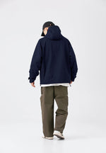 Hooded Jacket Windproof Outerwear In Navy