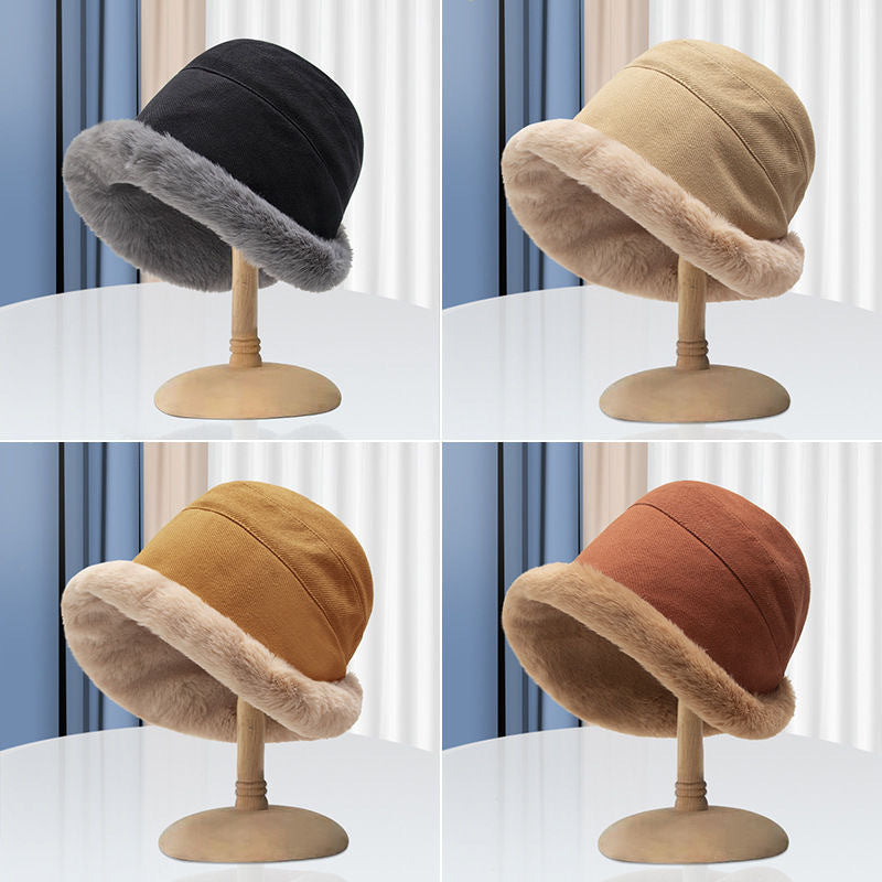 Winter Thermal Bucket Hat, Faux Fur Plush Thickened Ear Protection