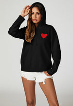 Heart Embroidery Knitted Hoodie