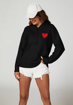 Heart Embroidery Knitted Hoodie
