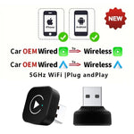 2in1 Wired to Wireless CarPlay Android Auto Adapter for OEM Car Stereo With USB - AdeLShop