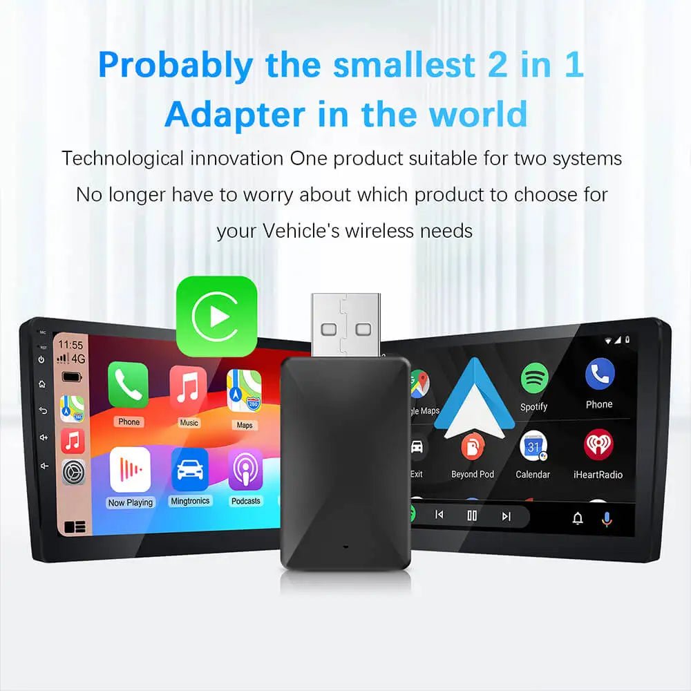 2in1 Wired to Wireless CarPlay Android Auto Adapter for OEM Car Stereo With USB - AdeLShop