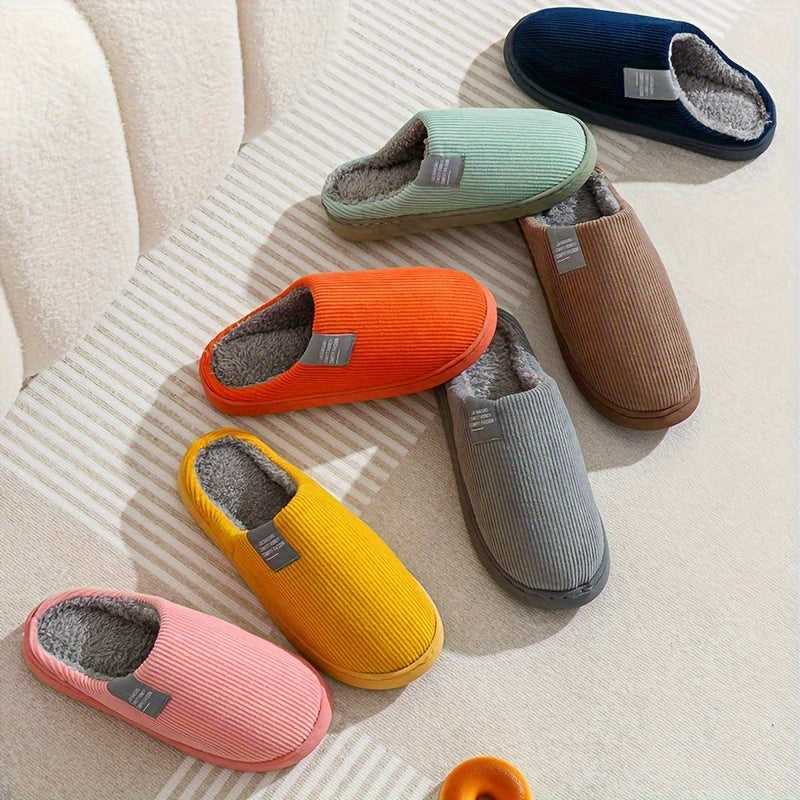 Women's & Unisex Plush Slip-On Slippers with Non-Slip Rubber Sole  winter