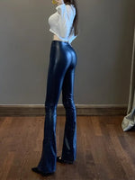 3XL Spicy Girl Flare Pants Split Zipper Shiny Skin - AdeLShop