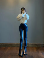 3XL Spicy Girl Flare Pants Split Zipper Shiny Skin - AdeLShop