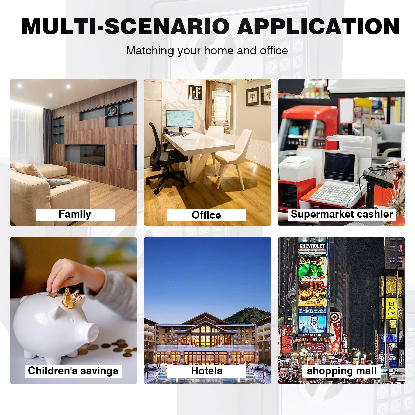 4.6L Home Digital Safe Electronic Cabinet Safes Cash Box Wall Safe with Key, Money Box for Office Hotel 230mmx170mmx170mm - Grey - AdeLShop