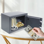 4.6L Home Digital Safe Electronic Cabinet Safes Cash Box Wall Safe with Key, Money Box for Office Hotel 230mmx170mmx170mm - Grey - AdeLShop