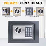 4.6L Home Digital Safe Electronic Cabinet Safes Cash Box Wall Safe with Key, Money Box for Office Hotel 230mmx170mmx170mm - Grey - AdeLShop