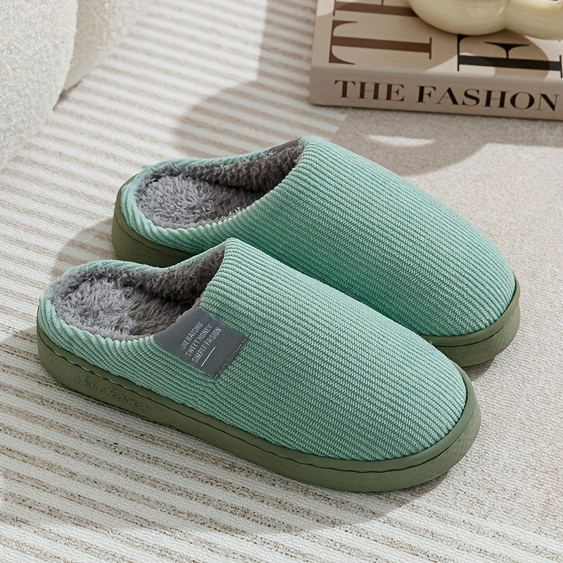 Women's & Unisex Plush Slip-On Slippers with Non-Slip Rubber Sole  winter