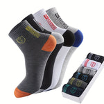 6 - Pack Minimalist Casual Letter Mid - Calf Socks, Breathable Business Men's Socks - AdeLShop
