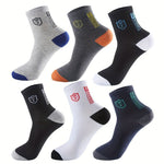 6 - Pack Minimalist Casual Letter Mid - Calf Socks, Breathable Business Men's Socks - AdeLShop