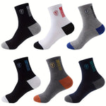 6 - Pack Minimalist Casual Letter Mid - Calf Socks, Breathable Business Men's Socks - AdeLShop