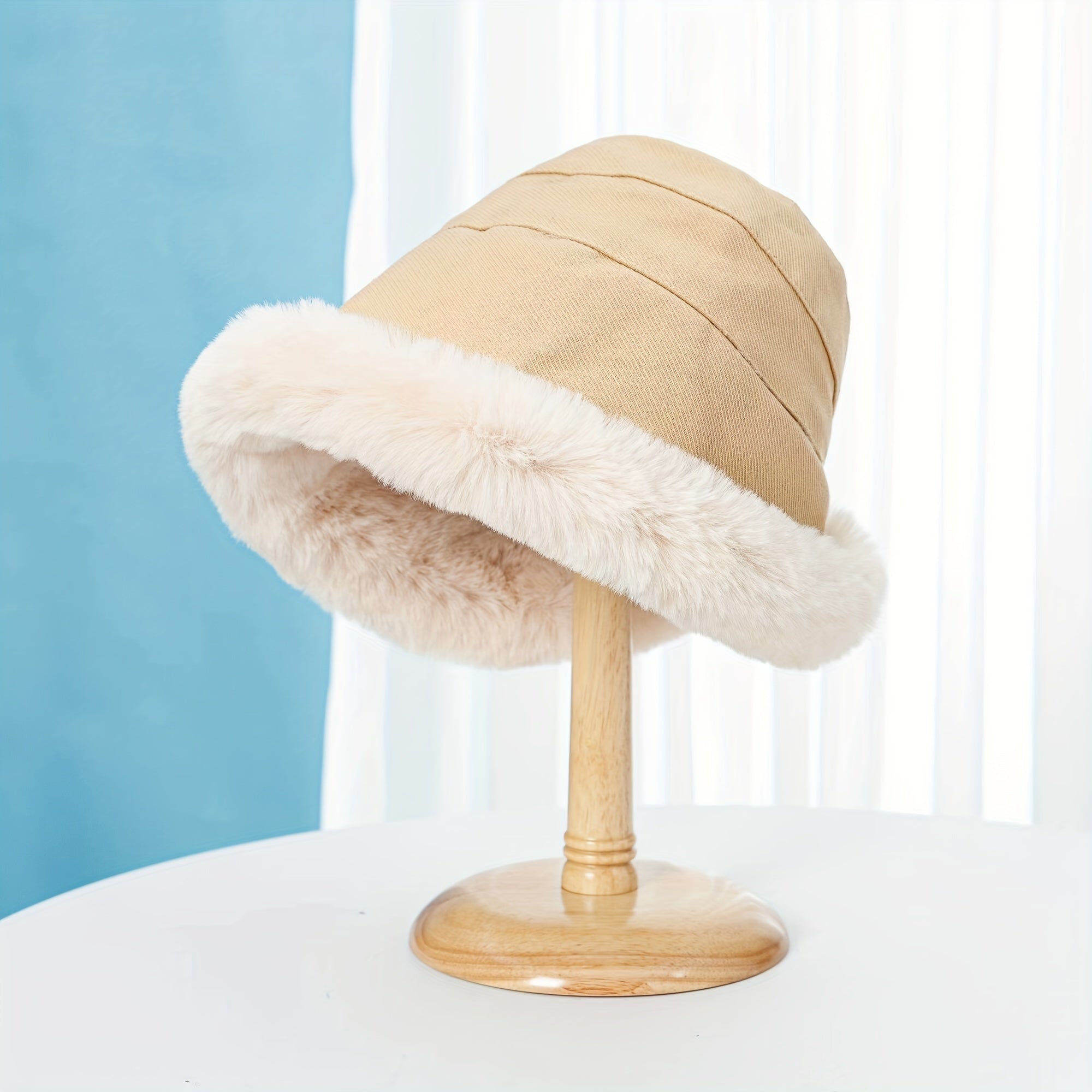 Winter Thermal Bucket Hat, Faux Fur Plush Thickened Ear Protection