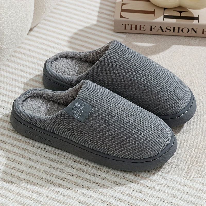 Women's & Unisex Plush Slip-On Slippers with Non-Slip Rubber Sole  winter