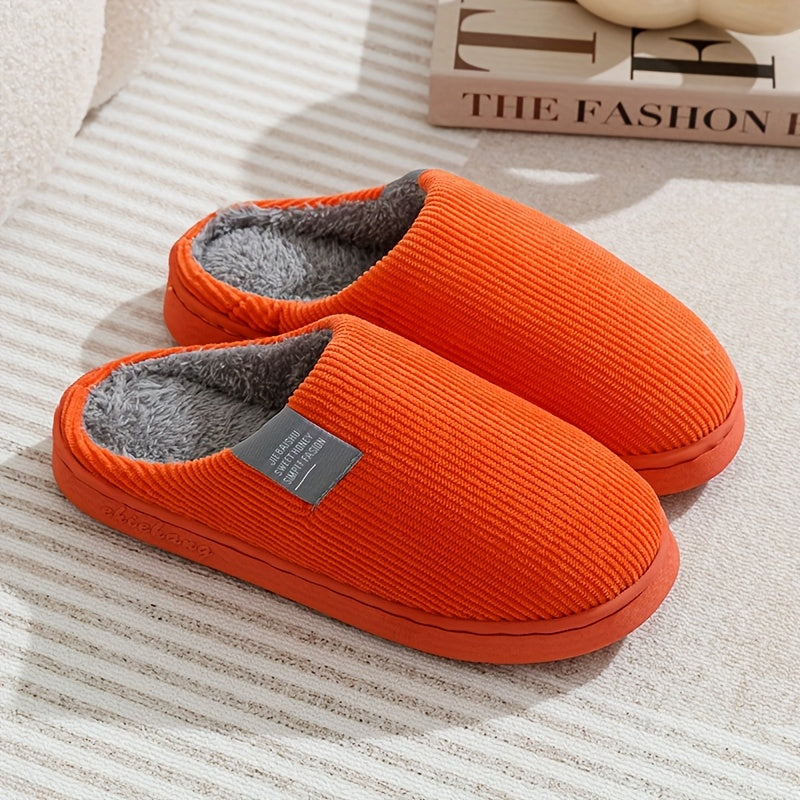 Women's & Unisex Plush Slip-On Slippers with Non-Slip Rubber Sole  winter
