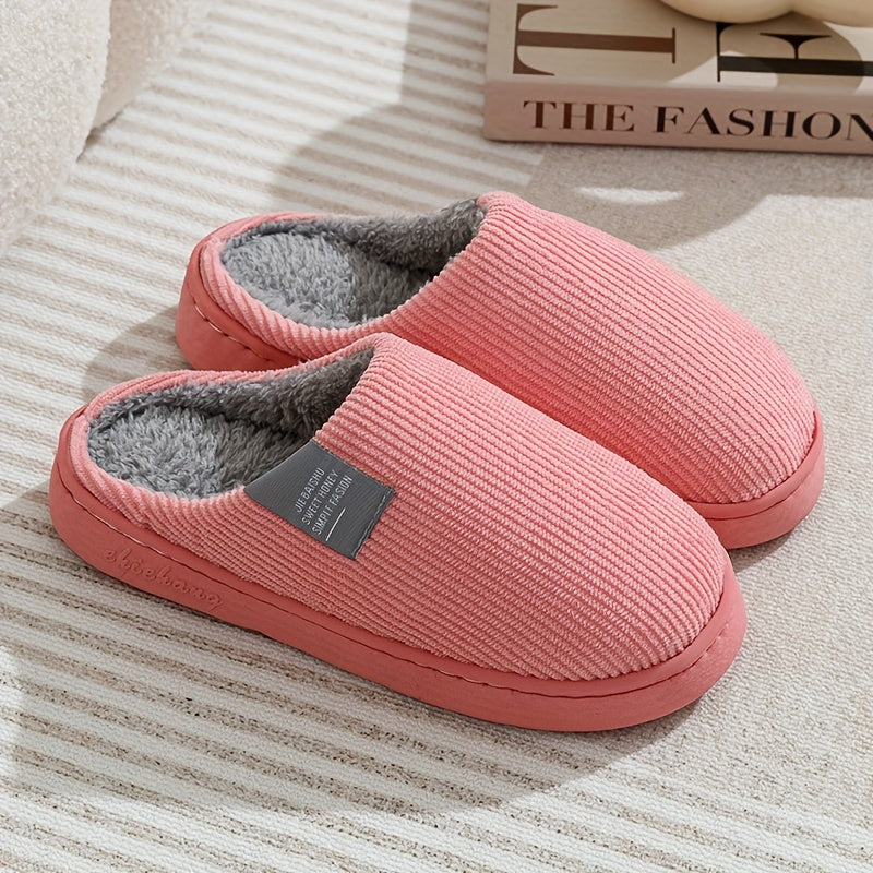 Women's & Unisex Plush Slip-On Slippers with Non-Slip Rubber Sole  winter