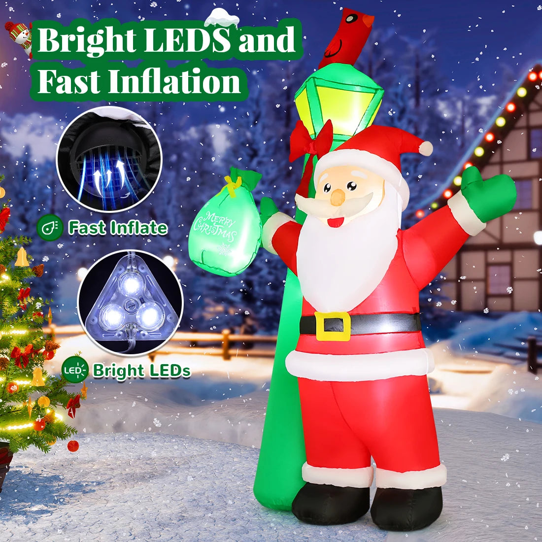 Christmas Inflatable Santa Claus LED 8.2 FT