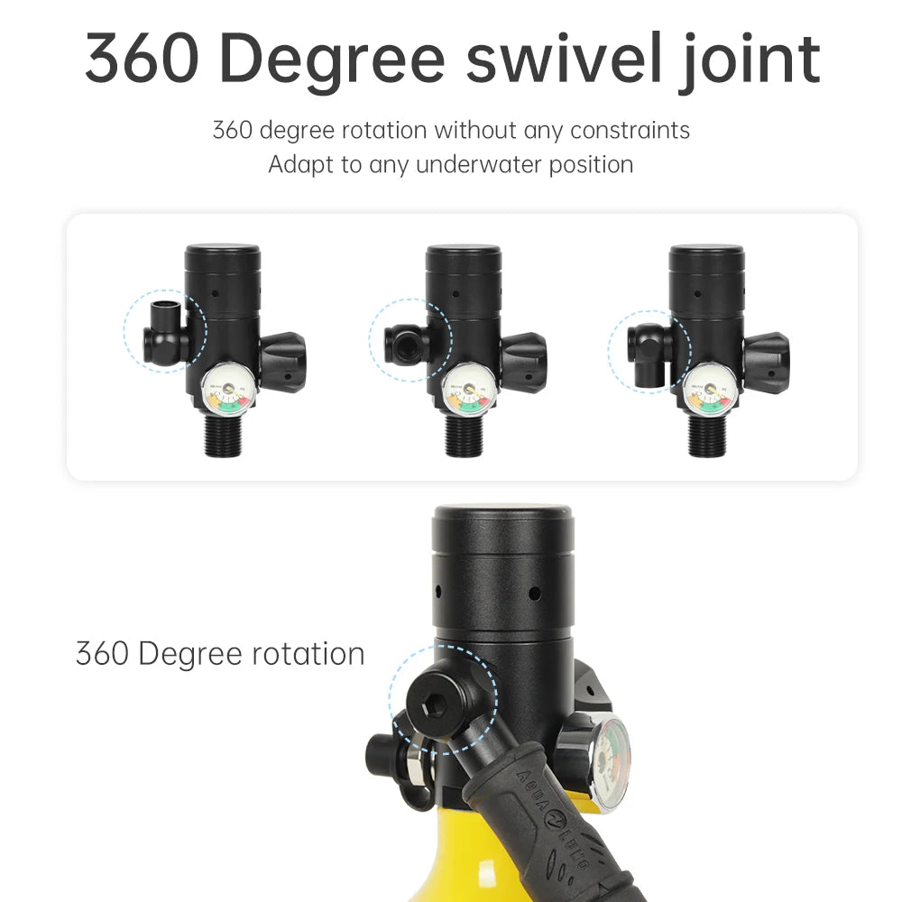 DIDEEP 1Liter 10-20Mins Underwater Diving Cylinder With Hand Pump