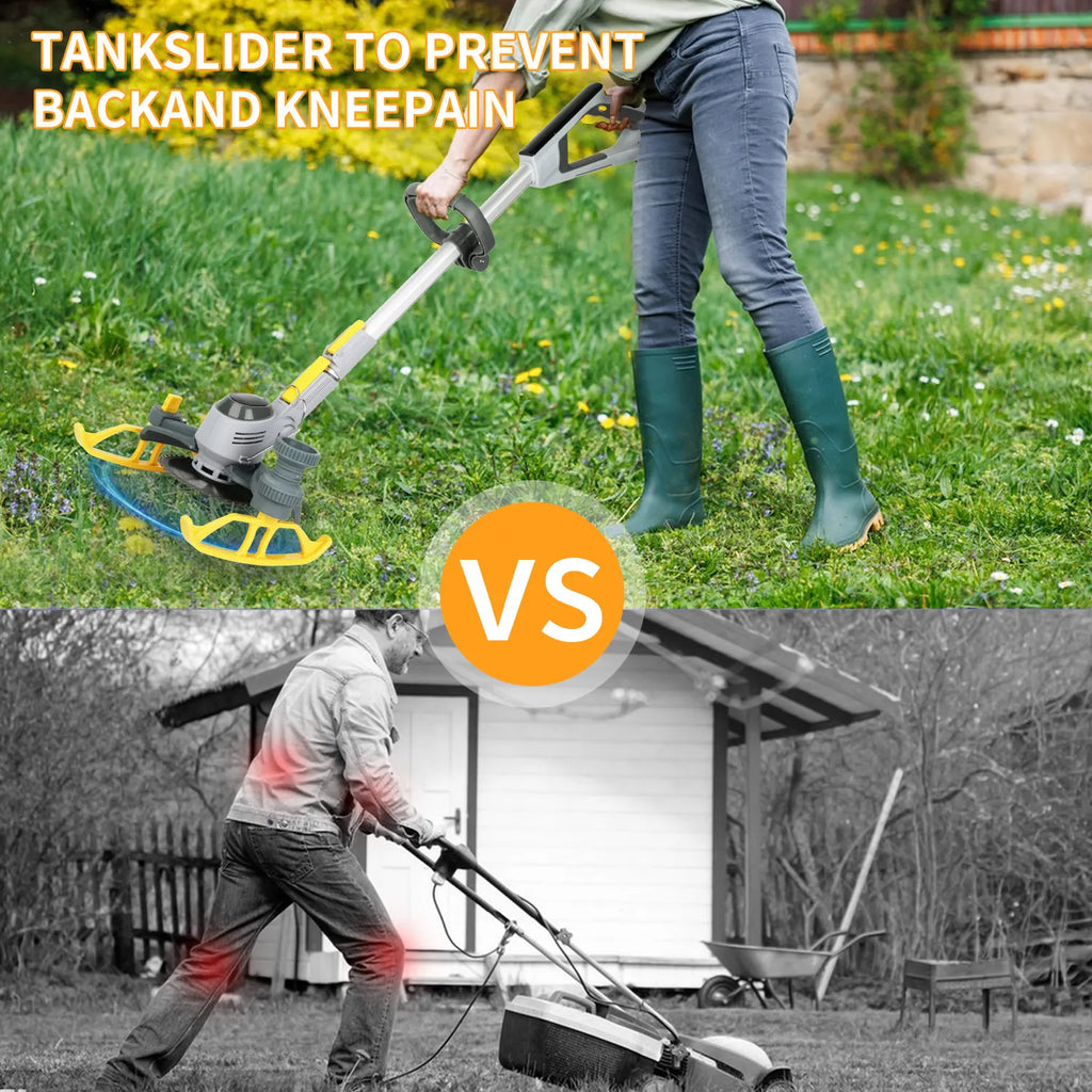 600W Cordless Grass Trimmer, 4-in-1 Lawn Trimmer,Wheel Edge Cutter