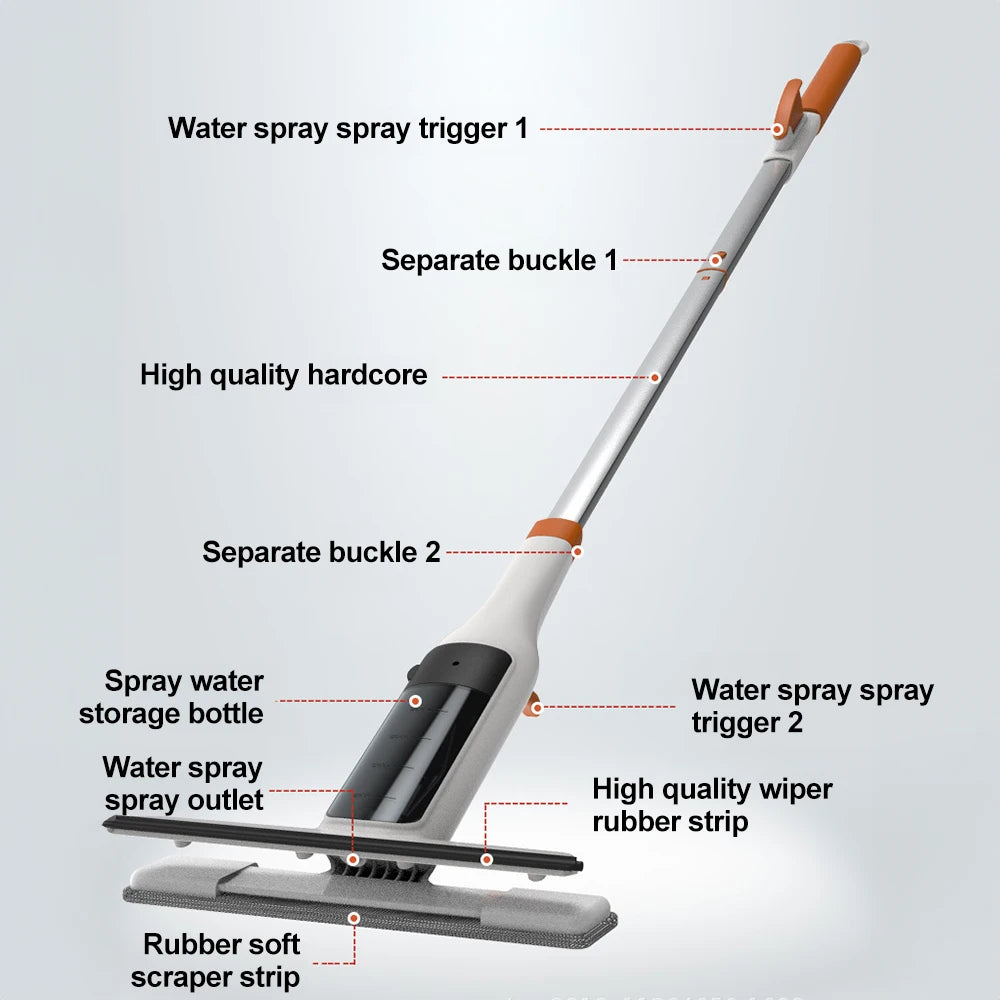 3-in-1 Windows Glass Cleaning Kit Adjustable Height Cleaner Mop Household