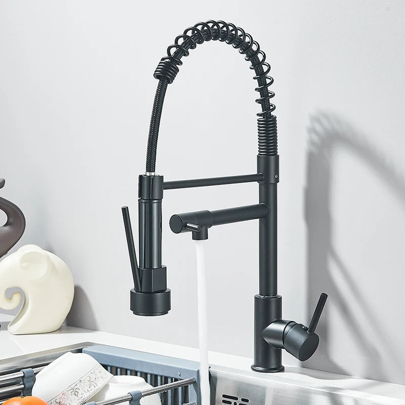 Pull Down Brass Kitchen Sink Faucet Hot Cold Water Mixer Crane