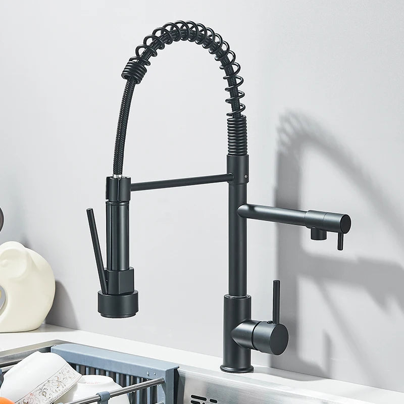 Pull Down Brass Kitchen Sink Faucet Hot Cold Water Mixer Crane