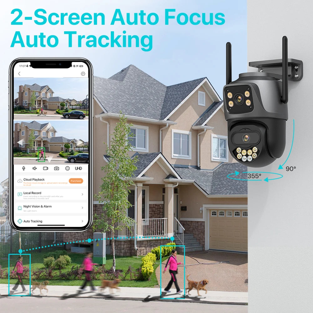 8MP 4K Outdoor WiFi Camera Two Lens Dual Screen