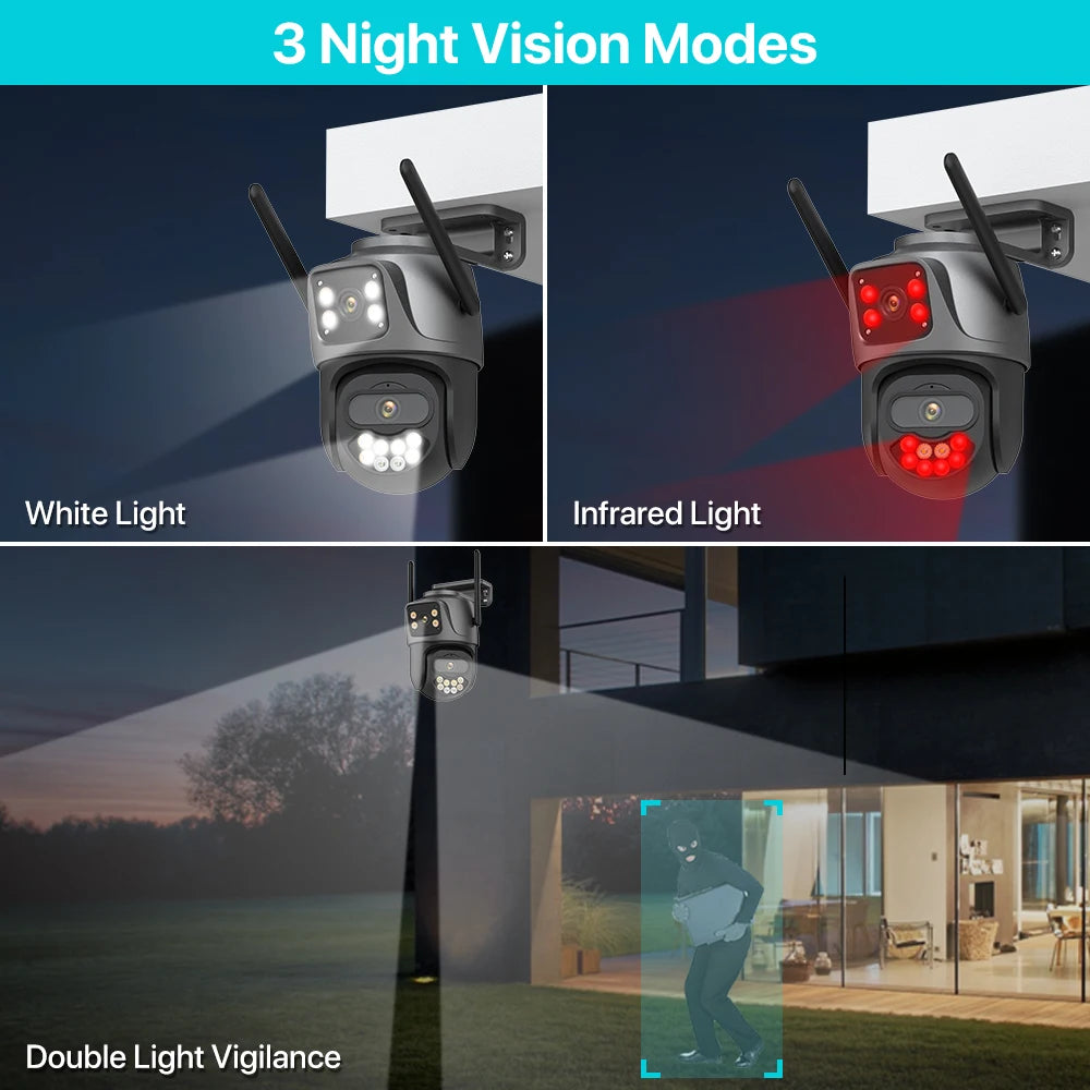 8MP 4K Outdoor WiFi Camera Two Lens Dual Screen