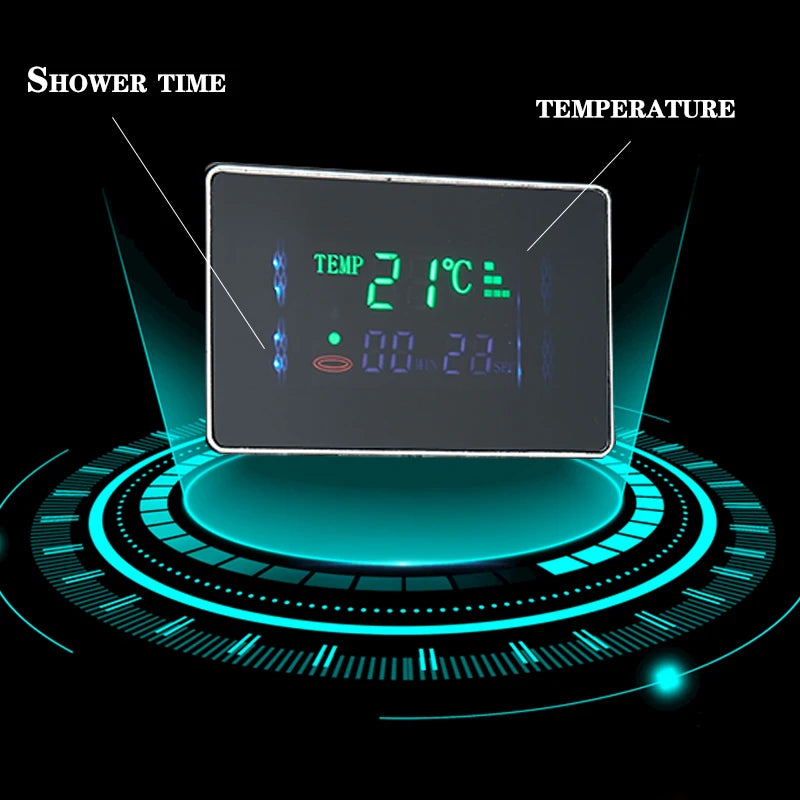 Bathroom LED Light Rain Waterfall Shower Panel Faucet Body Massage