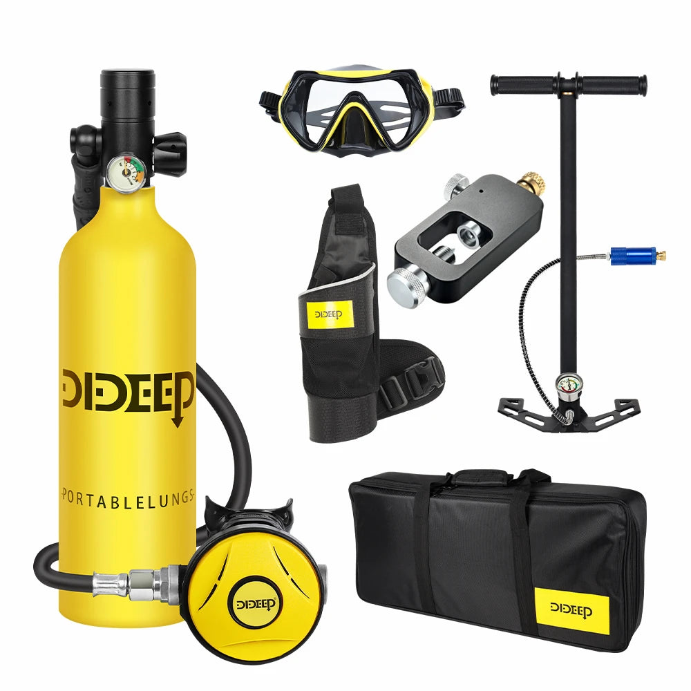 DIDEEP 1Liter 10-20Mins Underwater Diving Cylinder With Hand Pump