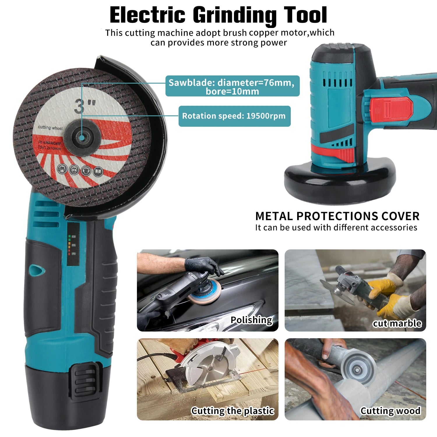 Mini Angle Grinder With 2 Battery Cutting Grinder
