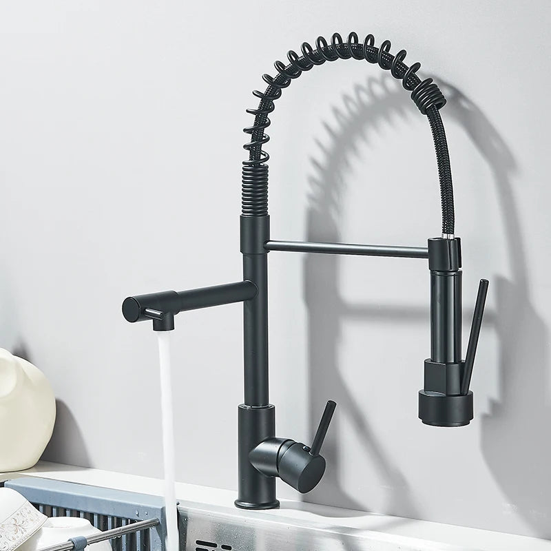 Pull Down Brass Kitchen Sink Faucet Hot Cold Water Mixer Crane
