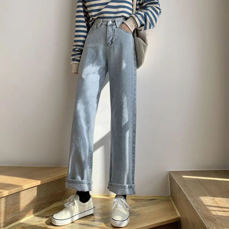 Autumn Spring Jeans Women Denim Pants Vintage Straight Trousers Fashion Female - AdeLShop