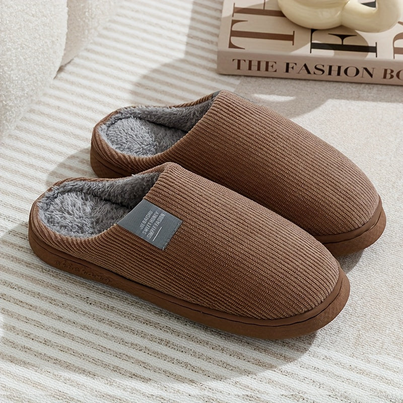 Women's & Unisex Plush Slip-On Slippers with Non-Slip Rubber Sole  winter