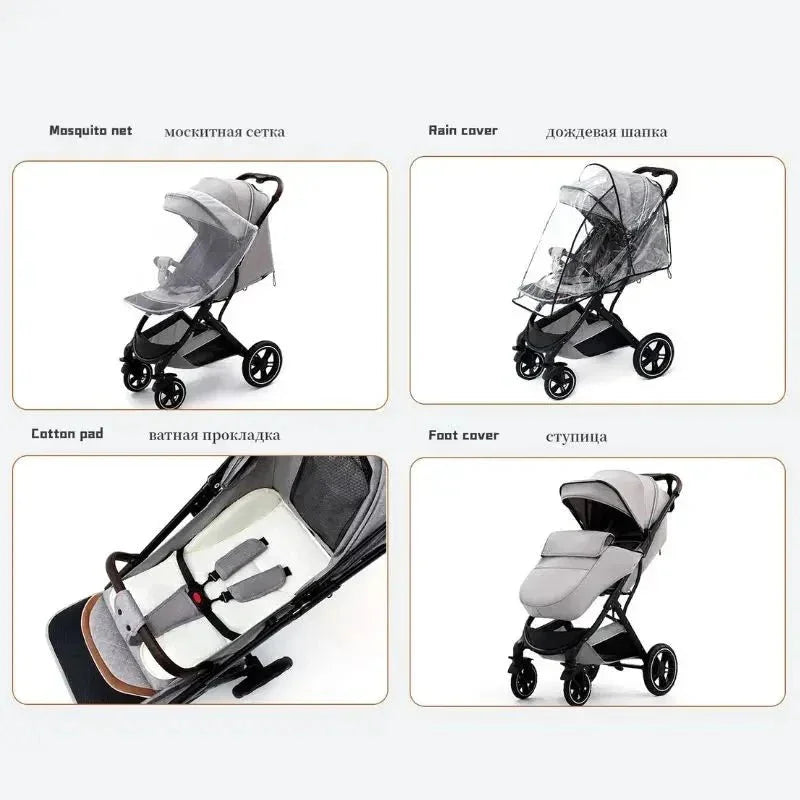 Baby Stroller Lightweight High Landscape Foldable Stroller Multifunctional Newbor - AdeLShop
