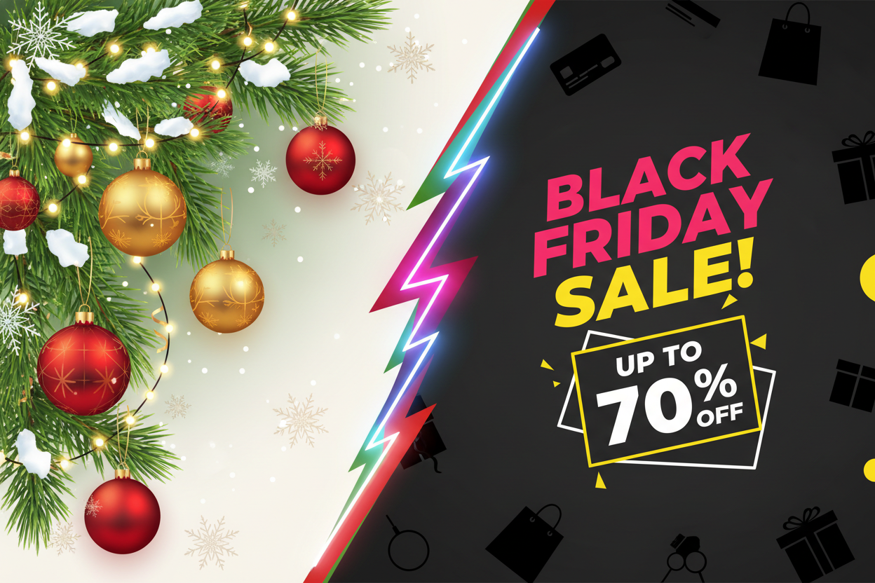 banner with christmas and blackfriday 