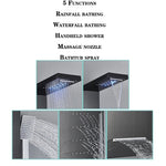 Bathroom LED Light Rain Waterfall Shower Panel Faucet Body Massage - AdeLShop