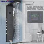 Bathroom LED Light Rain Waterfall Shower Panel Faucet Body Massage - AdeLShop