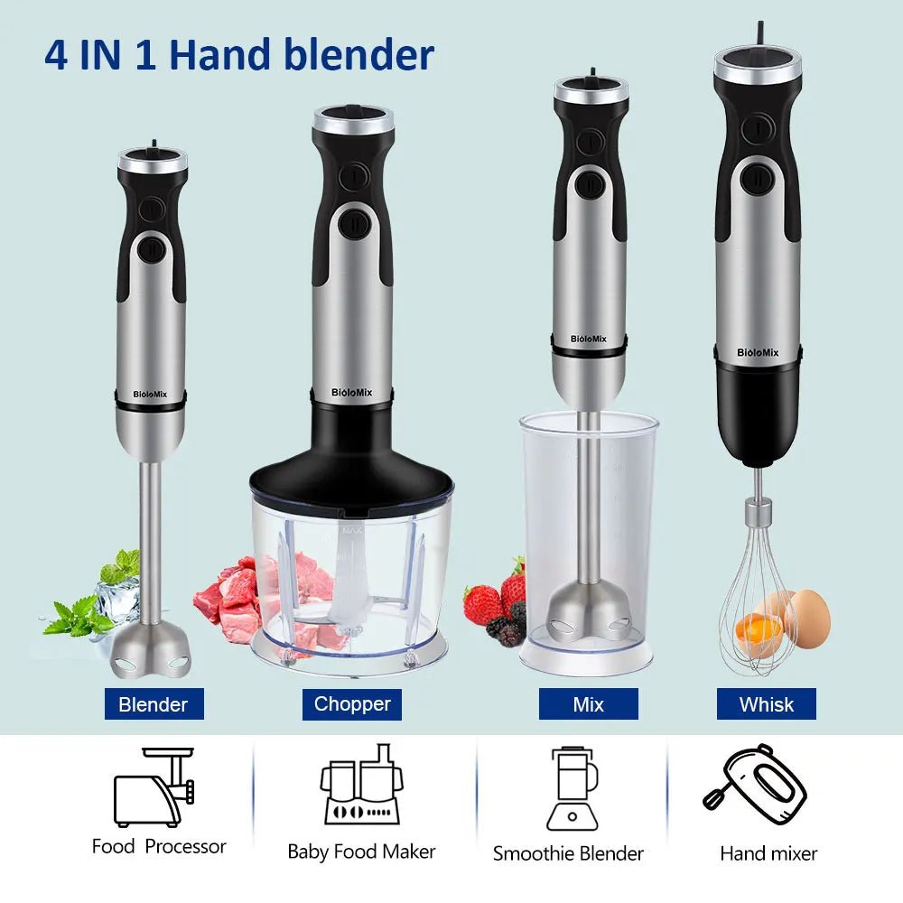 BioloMix 1200W 5 - in - 1 Immersion Hand Stick Blender Mixer Vegetable Meat Grinder - AdeLShop