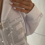 Bling Bling Shiny Rhinestone Hoodies Jacket Coat Skeleton Hoodie - AdeLShop