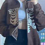 Bling Bling Shiny Rhinestone Hoodies Jacket Coat Skeleton Hoodie - AdeLShop