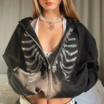 Bling Bling Shiny Rhinestone Hoodies Jacket Coat Skeleton Hoodie - AdeLShop