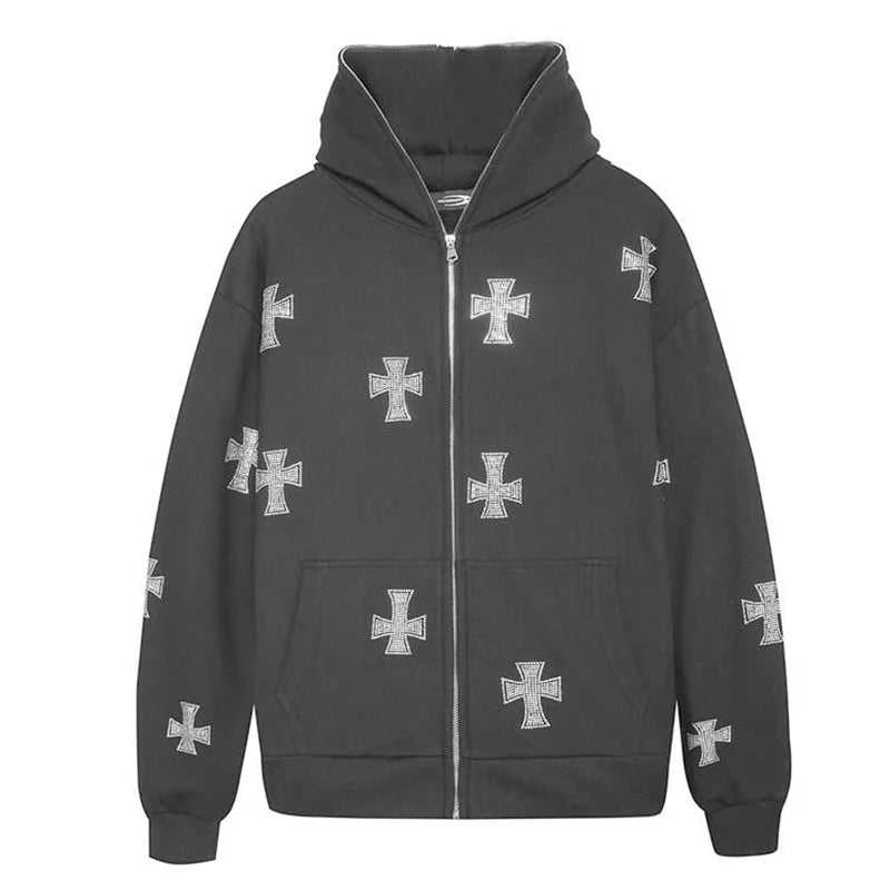 Bling Bling Shiny Rhinestone Hoodies Jacket Coat Skeleton Hoodie - AdeLShop