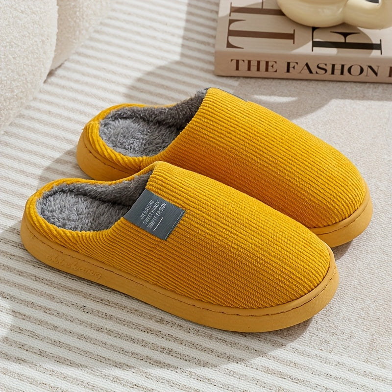 Women's & Unisex Plush Slip-On Slippers with Non-Slip Rubber Sole  winter
