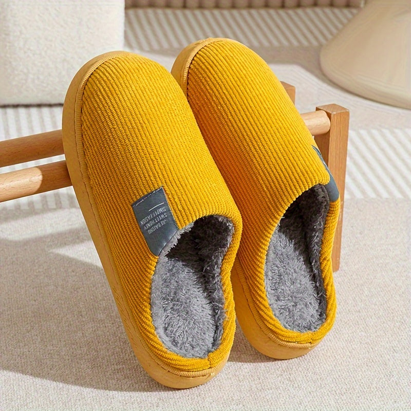 Women's & Unisex Plush Slip-On Slippers with Non-Slip Rubber Sole  winter