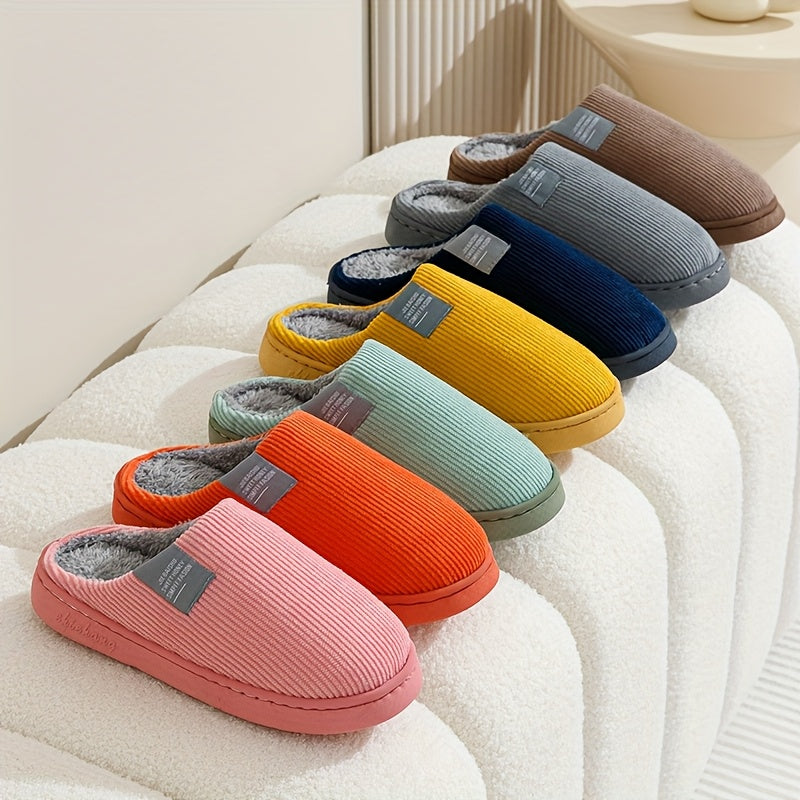 Women's & Unisex Plush Slip-On Slippers with Non-Slip Rubber Sole  winter