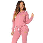Casual hoodie+long pants women's zippered hooded sports set - AdeLShop