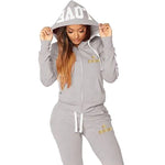 Casual hoodie+long pants women's zippered hooded sports set - AdeLShop
