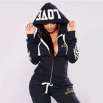 Casual hoodie+long pants women's zippered hooded sports set - AdeLShop